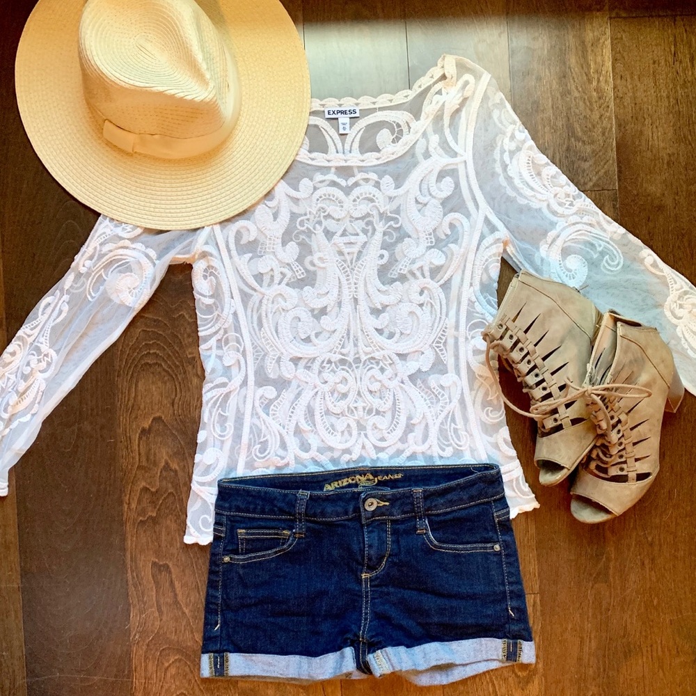 Express Lace Long Sleeve Top